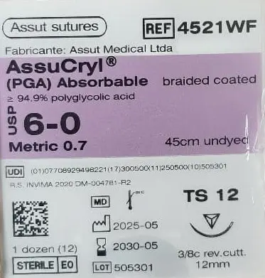 [ASSUT-4521WF] Assucryl 6-0 / TS 12 / 45cms