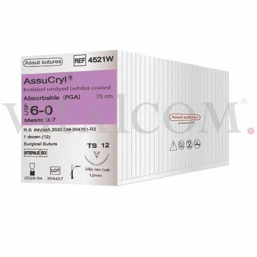 [AST-4521W] Assucryl 6-0 / TS 12 / 75cms 