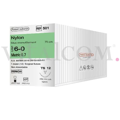 [ASSUT-501] Nylon 6-0 / TS12 / 75cms/Poliamida