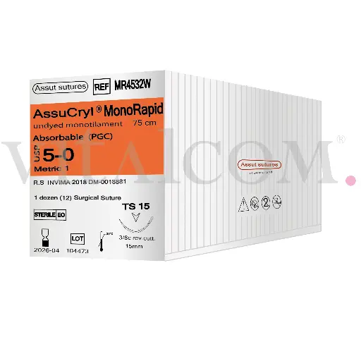 [ASSUT-MR4532W] Assucryl MonoRapid 5-0 / TS 15 / 75cms / Blanco