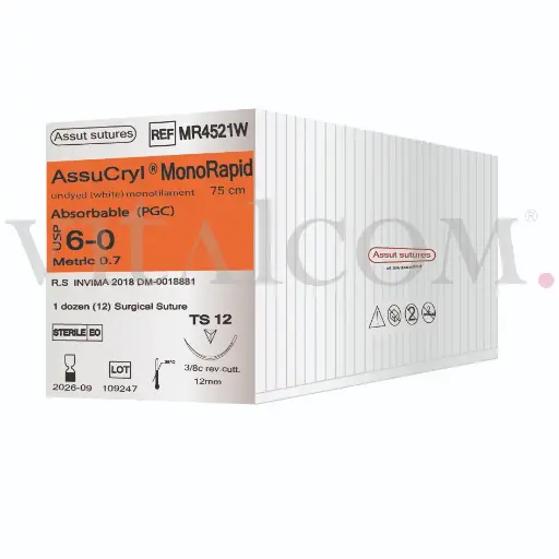 [AST-MR4521W] Assucryl MonoRapid 6-0 / TS 12 / 75cms / Blanco