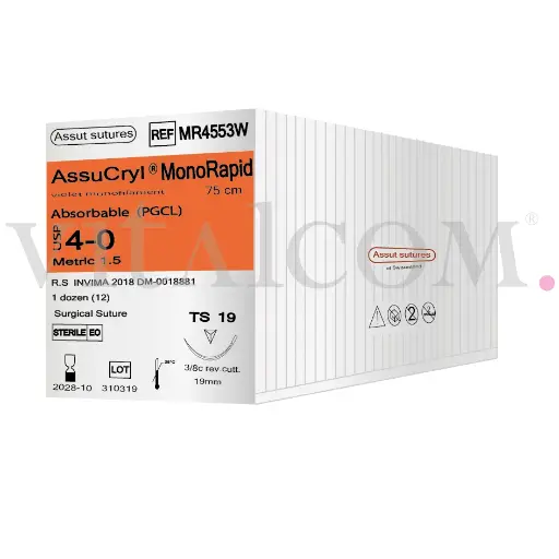 [AST-MR4553W] Assucryl MonoRapid 4-0 / TS 19 / 75cms / Blanco